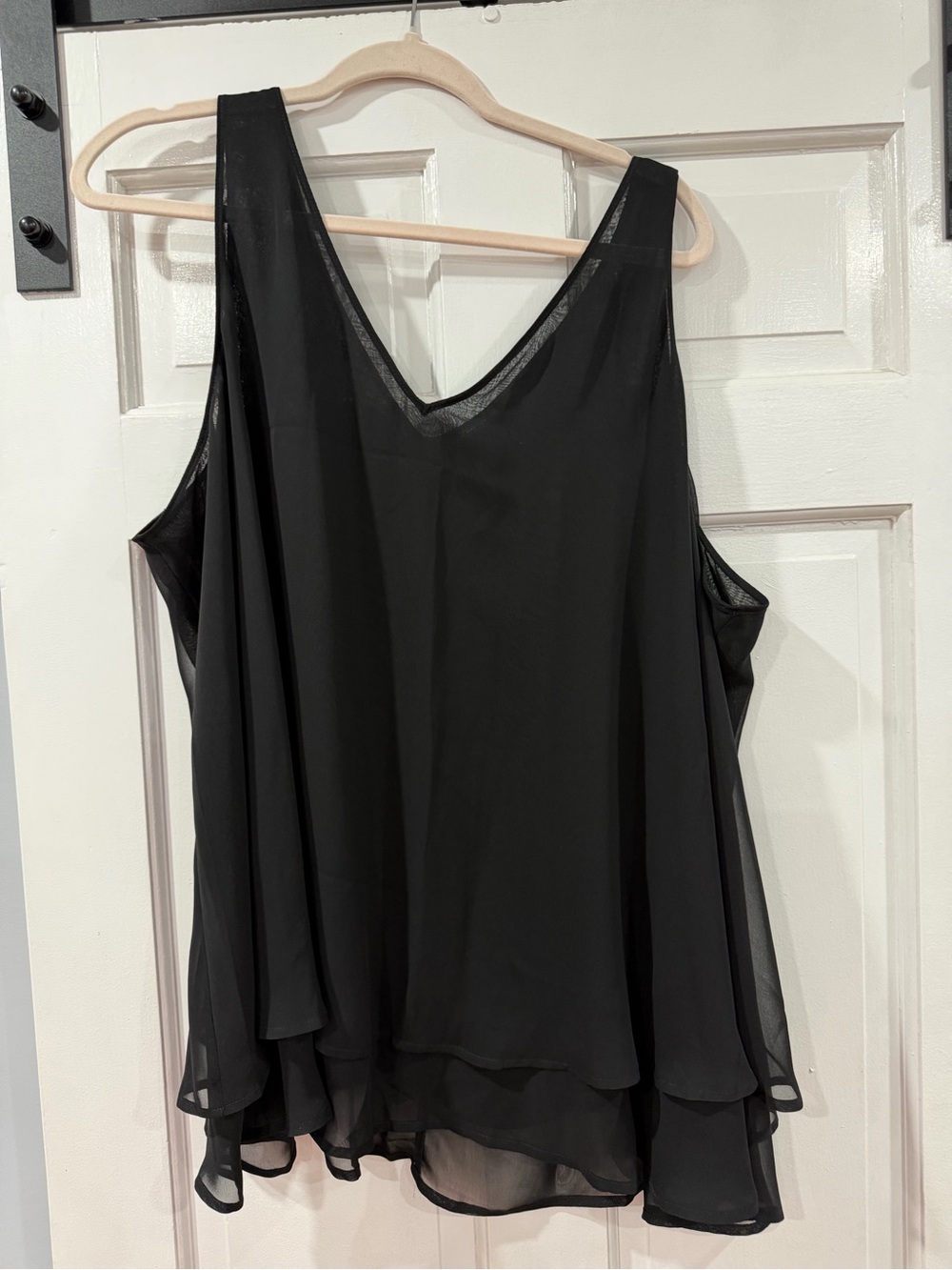 Lane Bryant Black Layered V-Neck Chiffon Tank